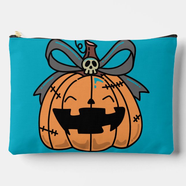 Halloween,Cute Face Pumpkin,Funny , Jack O' Lanter Accessory Pouch (Front)
