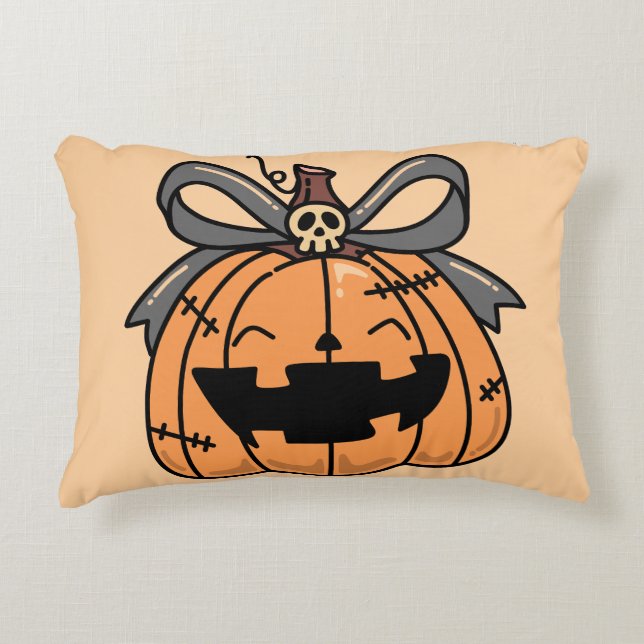 Halloween,Cute Face Pumpkin,Funny ,Jack O' Lantern Decorative Cushion (Front)