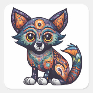 Halloween Cute Fox Square Sticker