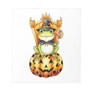 Halloween Cute Frog on Pumpkin Notepad