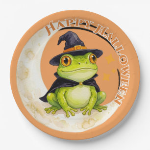 Halloween Cute Frog Toad Witch Paper Plate