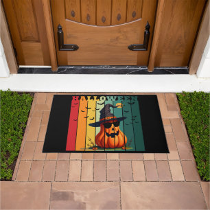 Halloween cute funny pumpkin vintage fall autumn doormat