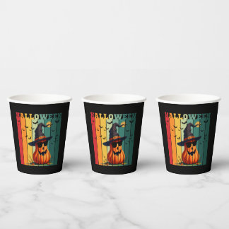 Halloween cute funny pumpkin vintage fall autumn paper cups