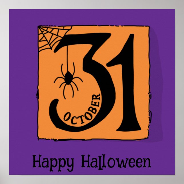 Halloween Cute Funny Whimsical 31 October frame  Poster (Front)