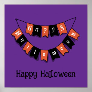 Halloween Cute Funny Whimsical Garland Poster