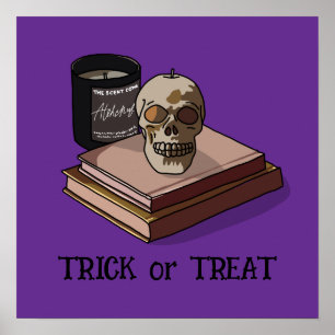 Halloween Cute Funny Whimsical Skull Poster