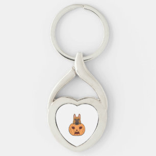 Halloween Cute German Shepherds Stuck In A Pumpkin Key Ring
