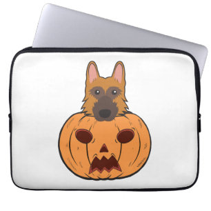 Halloween Cute German Shepherds Stuck In A Pumpkin Laptop Sleeve