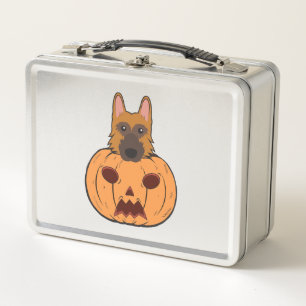 Halloween Cute German Shepherds Stuck In A Pumpkin Metal Lunch Box