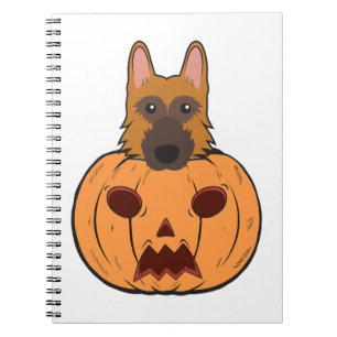 Halloween Cute German Shepherds Stuck In A Pumpkin Notebook