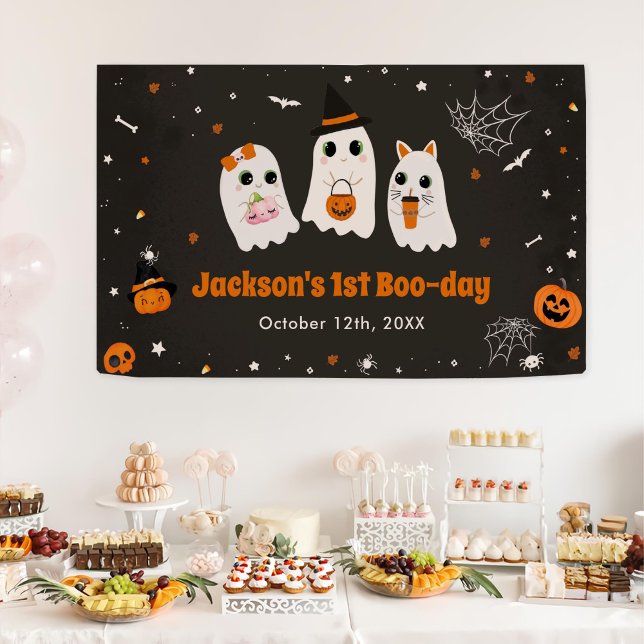 Halloween Cute Ghost 1st Birthday Spooktacular Banner (Creator Uploaded)
