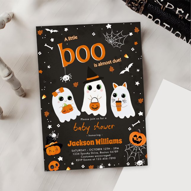 Halloween Cute Ghost Baby Shower Invitation (Creator Uploaded)