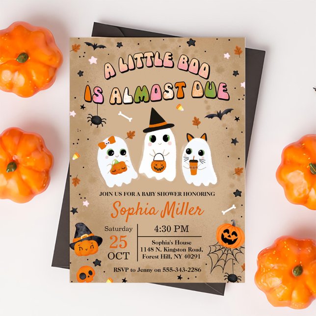 Halloween Cute Ghost Baby Shower Invitation (Creator Uploaded)