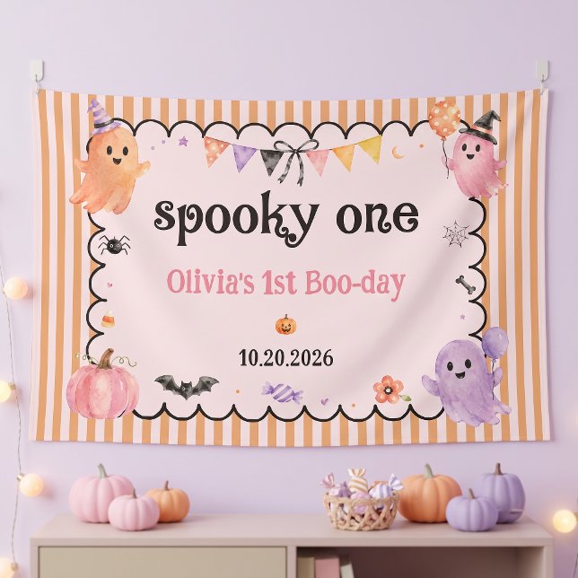 Halloween Cute Ghost Birthday Party Banner (Creator Uploaded)