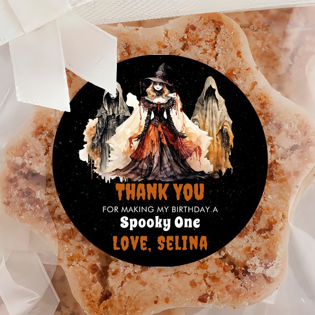  Halloween Cute Ghost Birthday Party Classic Round Sticker (Creator Uploaded)