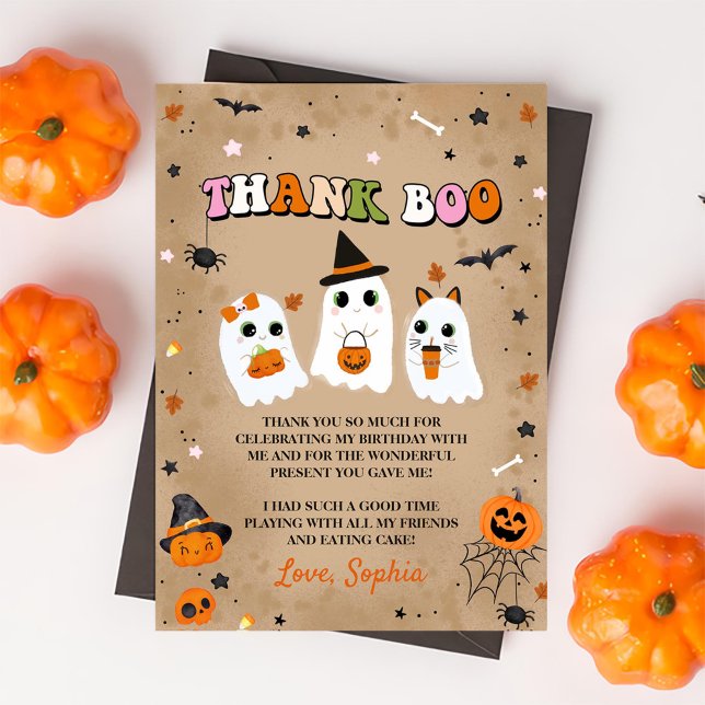 Halloween Cute Ghost Birthday  Thank You Card (Creator Uploaded)