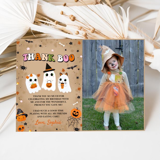 Halloween Cute Ghost Birthday  Thank You Card (Creator Uploaded)