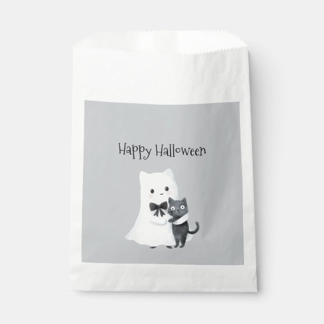 Halloween Cute Ghost Black Cat Favour Bags (Front)