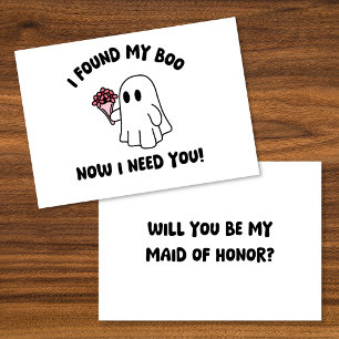 Halloween Cute Ghost Boo Maid of Honour Proposal Card