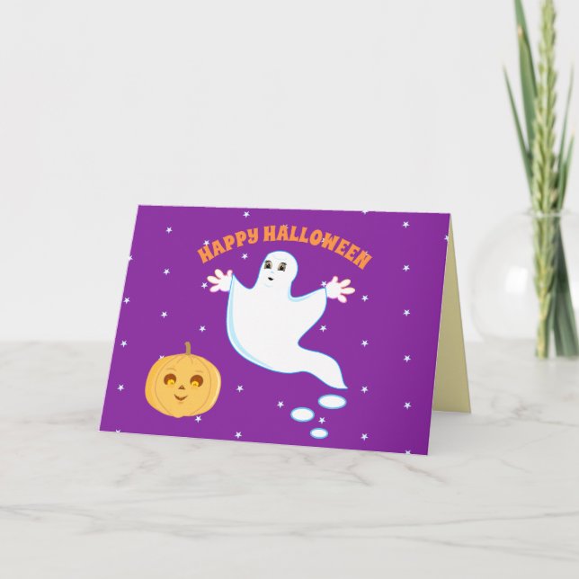 Halloween Cute Ghost Card (Front)