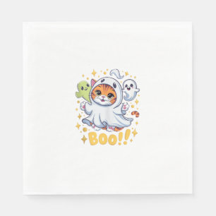 Halloween Cute Ghost Cat Boo Funny Cat BOO Kitty H Napkin