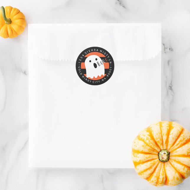 Halloween Cute Ghost Circle Return Address Label (Creator Uploaded)