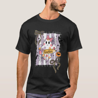 Halloween Cute Ghost Costume Preppy Spooky Teacher T-Shirt