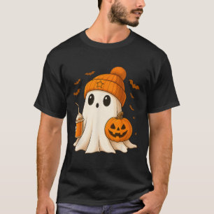 Halloween Cute Ghost Drink Pumpkin Men Women Hallo T-Shirt