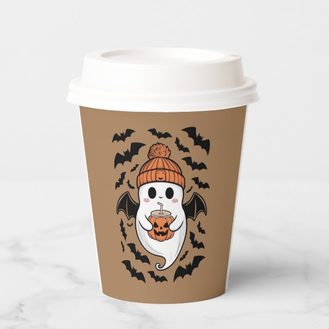 Halloween Cute Ghost  Fall Spooky Season Gift Paper Cups (Front)