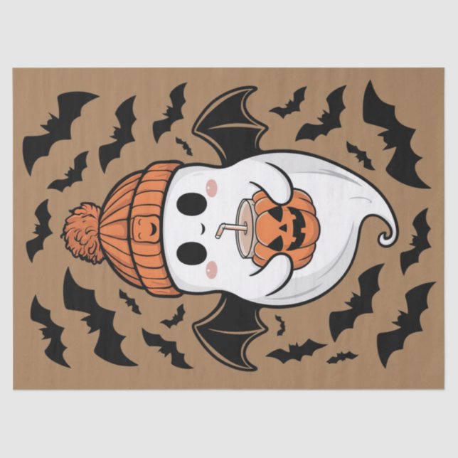 Halloween Cute Ghost  Fall Spooky Season Gift Tissue Paper (Front)