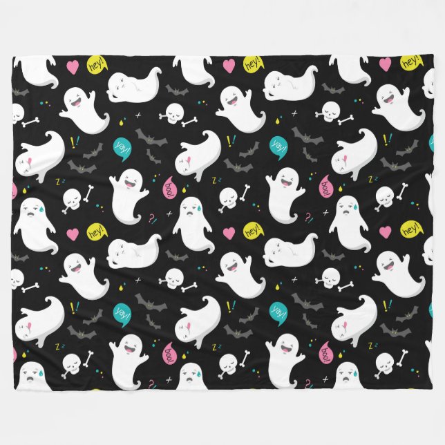 Halloween Cute Ghost Fleece Blanket (Front (Horizontal))