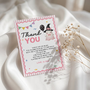 Halloween Cute Ghost Girl Birthday Thank You Card