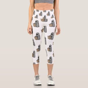 Halloween, Cute Ghost Grey, Trick Or Treat, Boo Capri Leggings