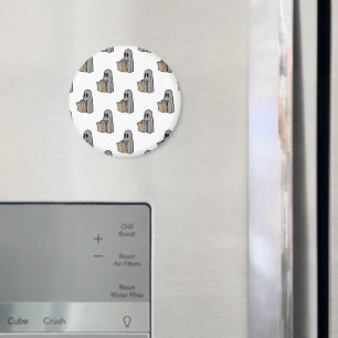 Halloween, Cute Ghost Grey, Trick Or Treat, Boo Magnet