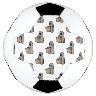 Halloween, Cute Ghost Grey, Trick Or Treat, Boo Soccer Ball