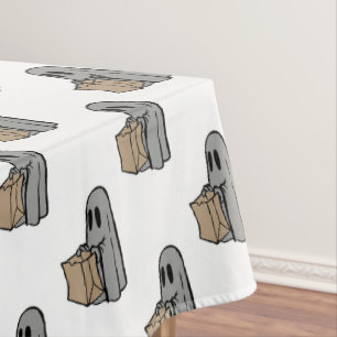 Halloween, Cute Ghost Grey, Trick Or Treat, Boo Tablecloth