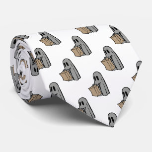 Halloween, Cute Ghost Grey, Trick Or Treat, Boo Tie
