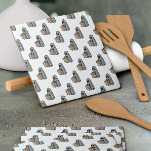 Halloween, Cute Ghost Grey, Trick Or Treat, Boo Tile