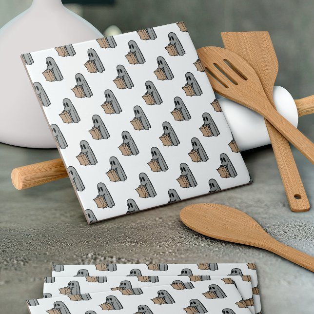 Halloween, Cute Ghost Grey, Trick Or Treat, Boo Tile (Creator Uploaded)