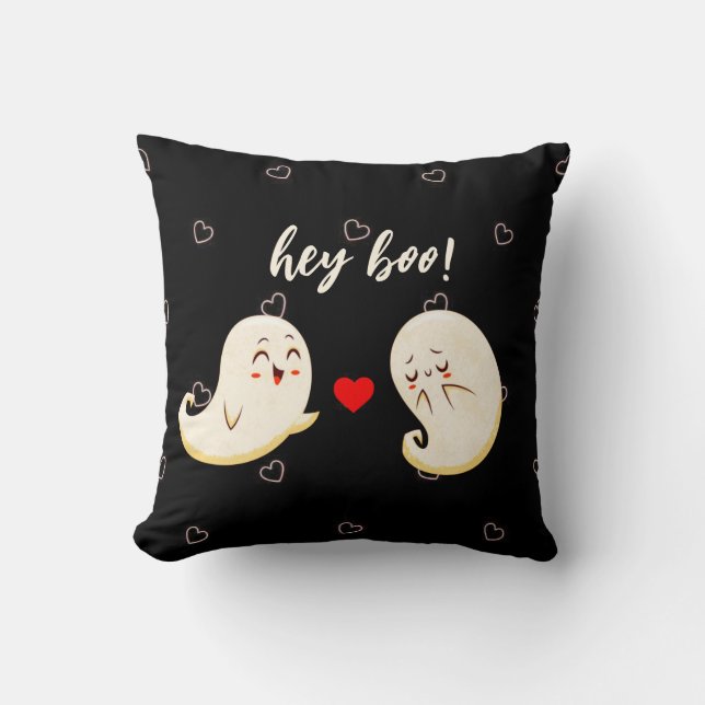 Halloween Cute Ghost Hey Boo Fall Spooky  Throw Pi Cushion (Front)