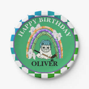 Halloween Cute Ghost Ice Hockey Party Paper Plate