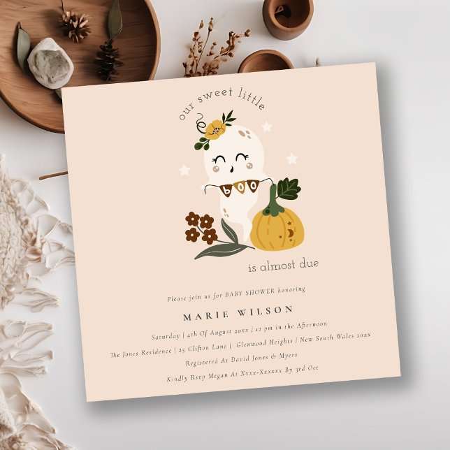 Halloween Cute Ghost Little Boo Baby Shower Invite (Creator Uploaded)