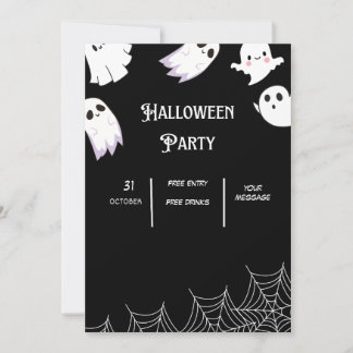 Halloween cute ghost party invitation