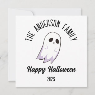 Halloween Cute Ghost Personalised Name Year Holiday Card