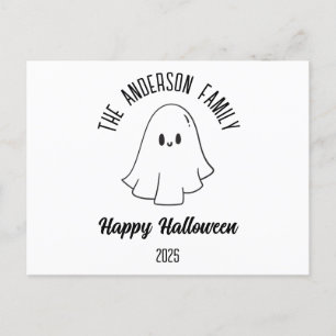 Halloween Cute Ghost Personalised Name Year Holiday Postcard