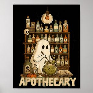 Halloween Cute Ghost Pharmacy Tech Apothecary Witc Poster