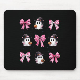 Halloween Cute Ghost Pink Coquette Bows Ghost Hall Mouse Pad