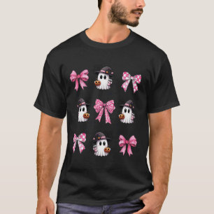 Halloween Cute Ghost Pink Coquette Bows Ghost Hall T-Shirt
