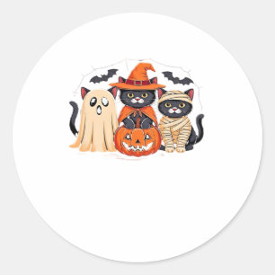 Halloween Cute Ghost Pumpkin Cat Classic T-Shirt_1 Classic Round Sticker