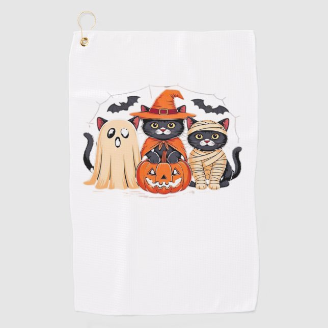 Halloween Cute Ghost Pumpkin Cat Classic T-Shirt_1 Golf Towel (Front)